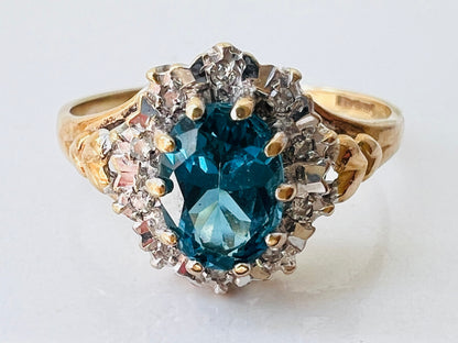 9ct Gold Topaz & Diamond Ring