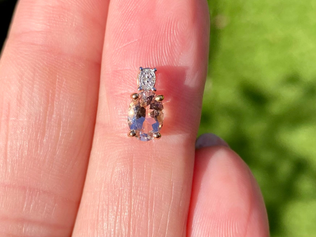 18ct Rose Gold Morganite & Diamond Pendant