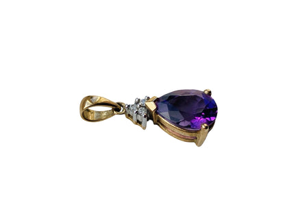 9ct Gold Amethyst & Diamond Pendant
