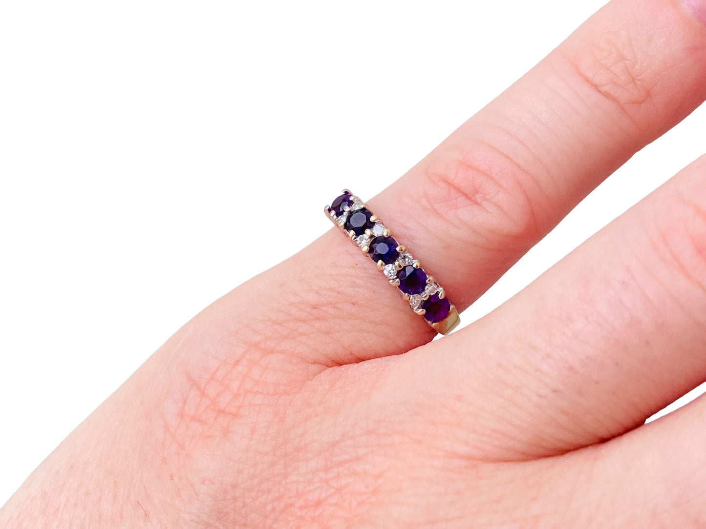 9ct Gold Amethyst & Diamond Ring