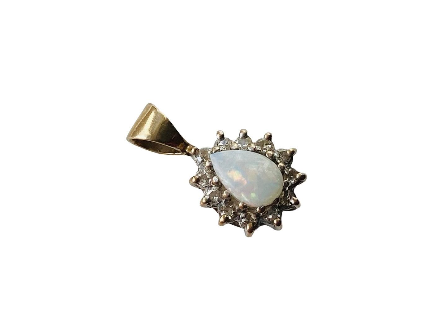 9ct Gold Opal & Diamond Pendant