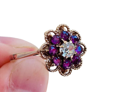 Vintage 9ct Gold Ruby & Old Cut Diamond Ring