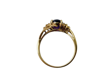 9ct Gold Amethyst & Diamond Ring