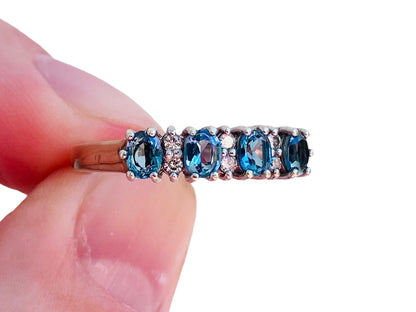 Vintage 9ct Gold Topaz & Diamond Ring