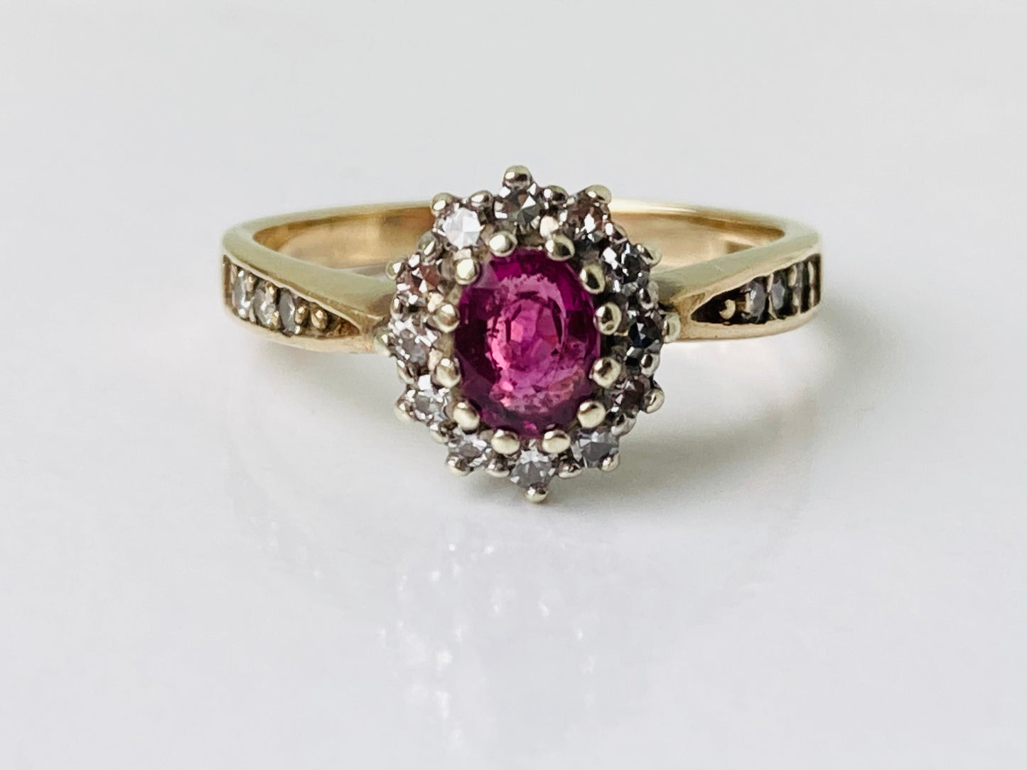 Vintage 9ct Gold Ruby & Diamond Ring