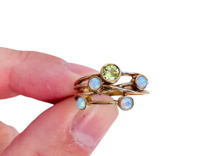 9ct Gold Peridot & Opal Ring