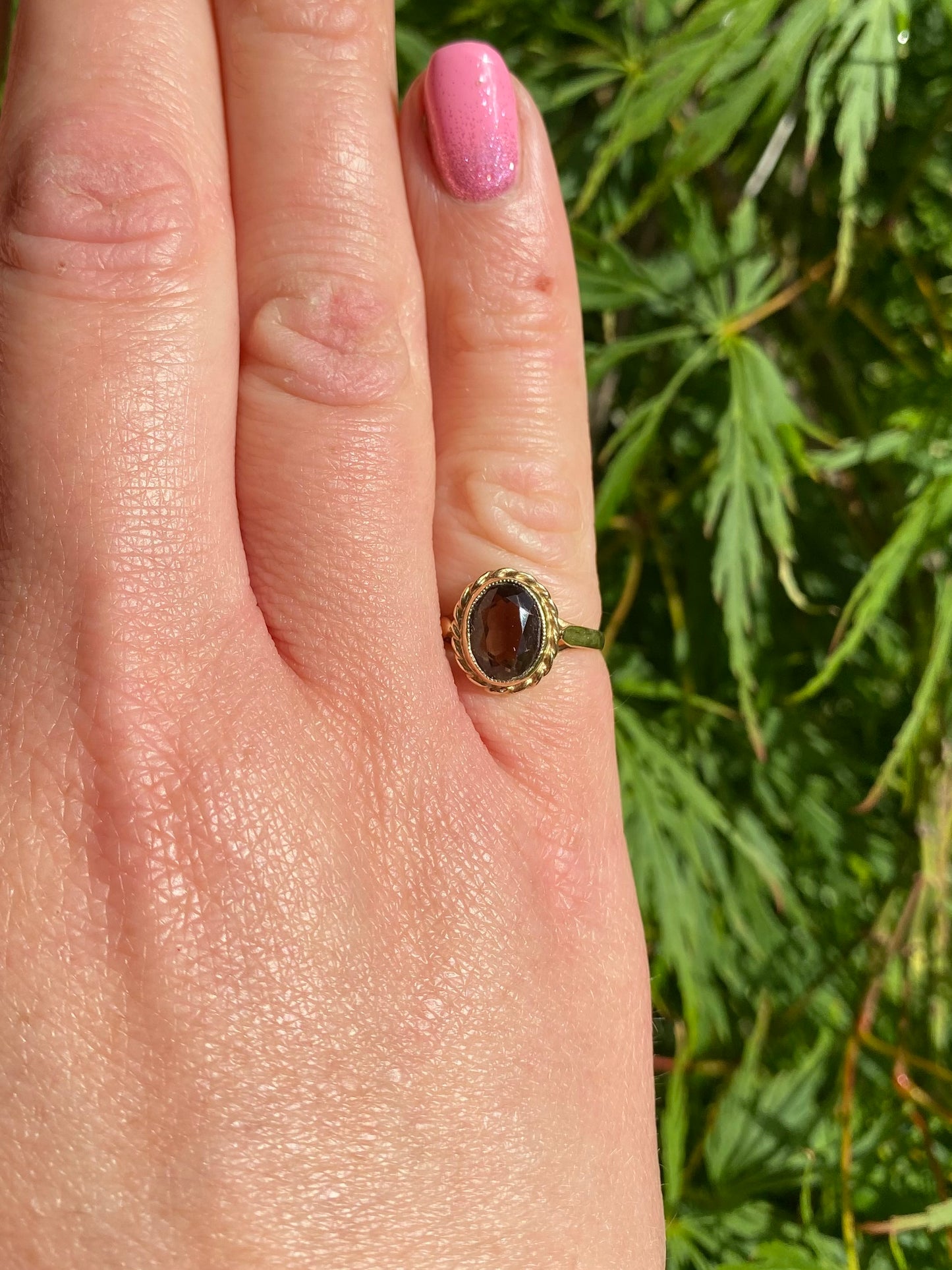 Vintage 9ct Gold Smoky Quartz Ring