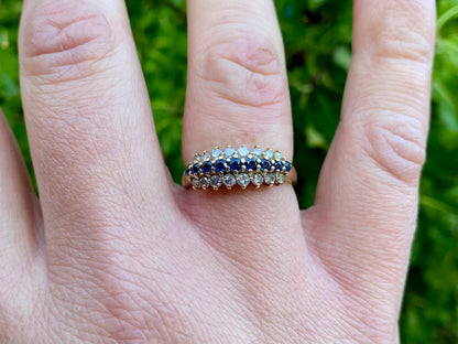 Vintage 9ct Gold Sapphire & Diamond Ring