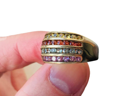 9ct Gold Multi-Coloured Sapphire Ring