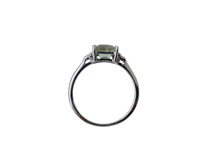 9ct Gold Green Amethyst & Diamond Ring