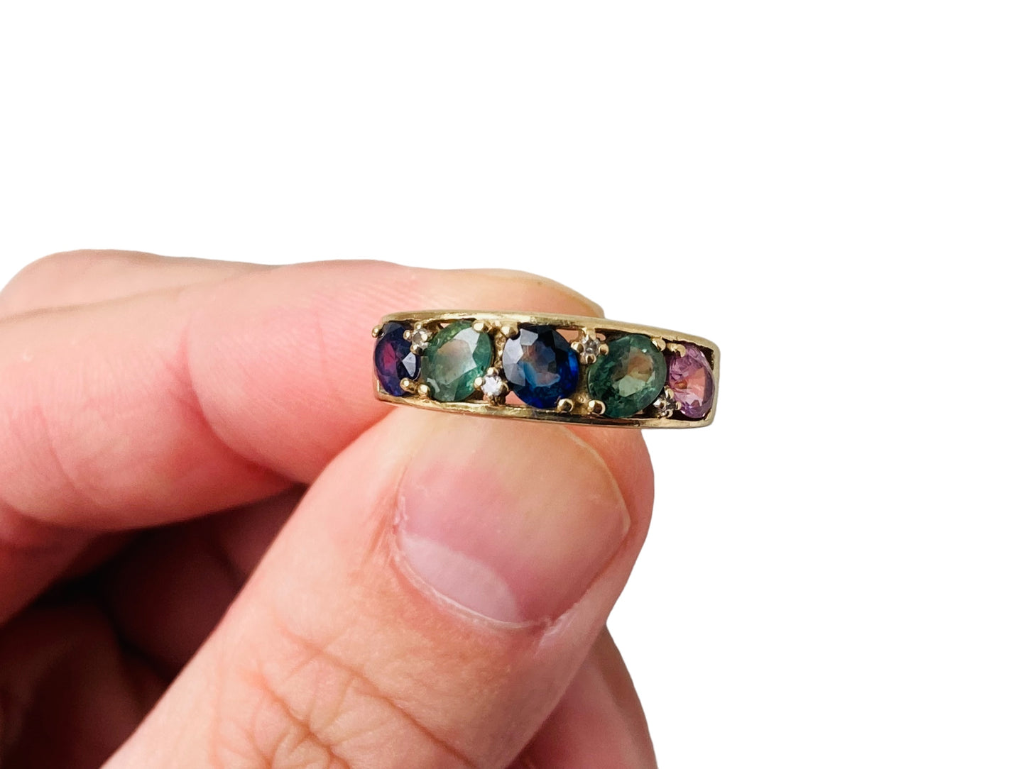 9ct Gold Multi Sapphire & Diamond Ring