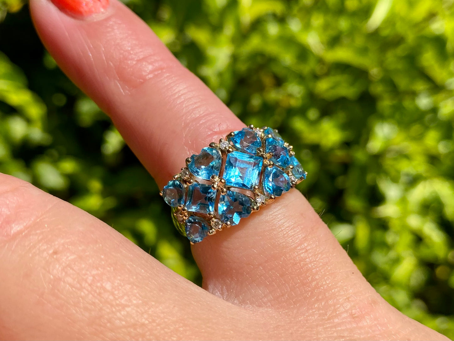 9ct Gold Topaz & Diamond Ring