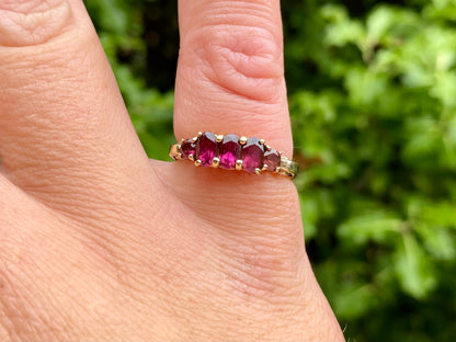 9ct Gold Rhodolite Garnet & Diamond Ring
