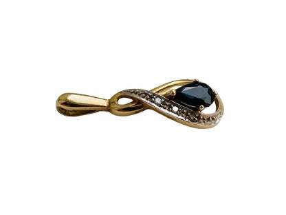 9ct Gold Sapphire & Diamond Pendant