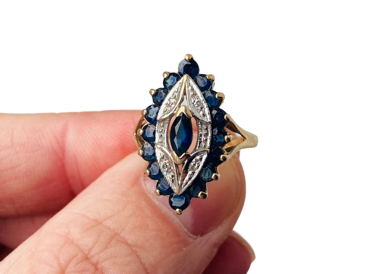 Vintage 9ct Gold Sapphire & Diamond Ring