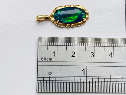 14ct Gold Black Opal Doublet Pendant