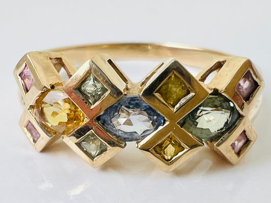 9ct Gold Multi-Coloured Sapphire Ring