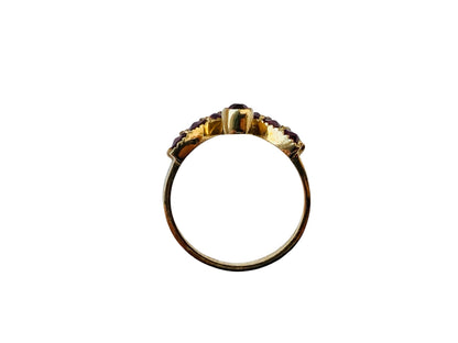 9ct Gold Wishbone / Chevron Garnet Ring