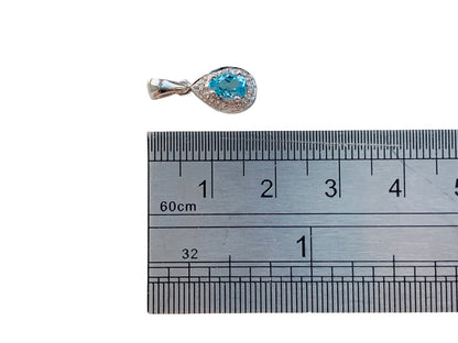9ct Gold Topaz & Diamond Pendant