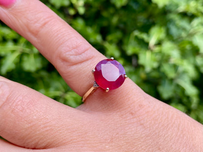 9ct Gold Ruby & Zircon Ring