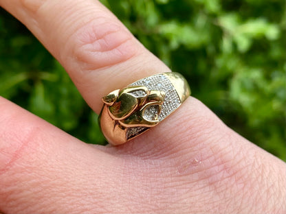 9ct Gold Diamond Panther Ring