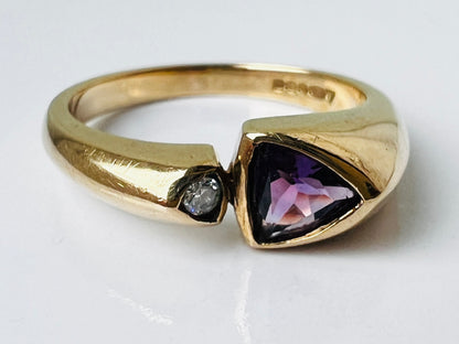 9ct Gold Amethyst & Diamond Ring