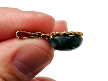 Vintage 9ct Gold Moss Agate Pendant