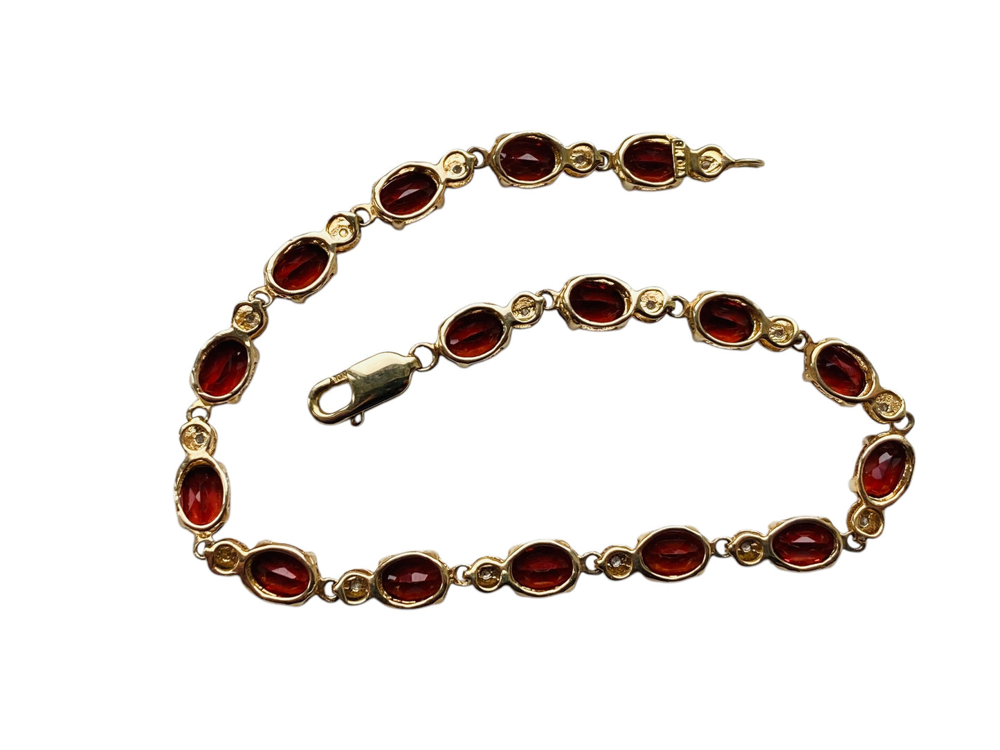 9ct Gold Garnet & Diamond Bracelet