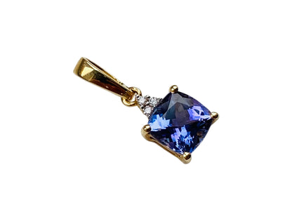 14ct Gold Tanzanite & Diamond Pendant