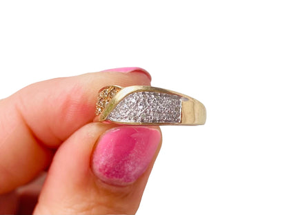 9ct Gold Champagne & White Diamond Band Ring