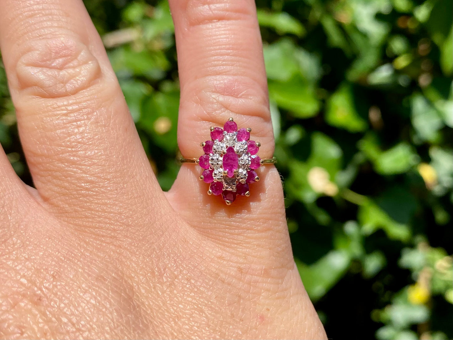 Vintage 9ct Gold Ruby & Diamond Ring