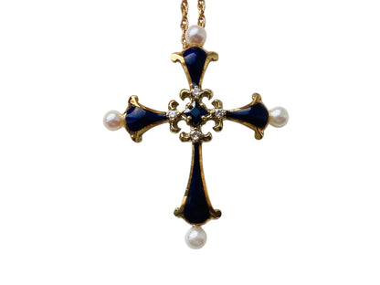 14ct Gold 'Midnight Sapphire Cross' from The House of Igor Carl Faberge for Franklin Mint