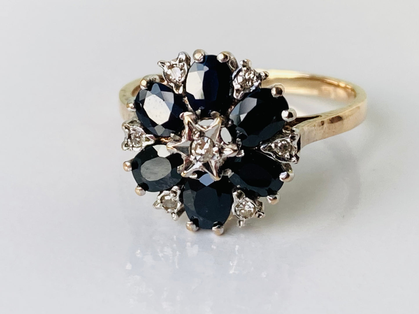 Vintage 9ct Gold Sapphire & Diamond Ring