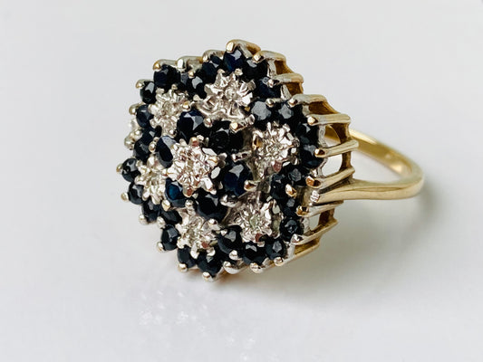 Vintage 9ct Gold Sapphire & Diamond Ring