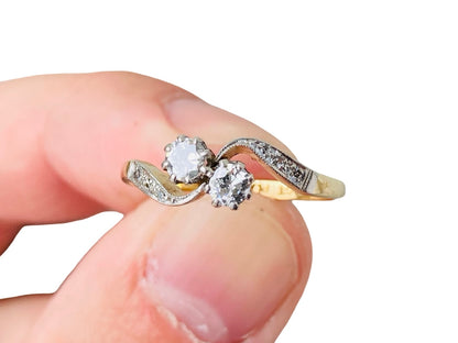 Antique 18ct Gold Two-Stone Diamond Toi Et Moi Ring