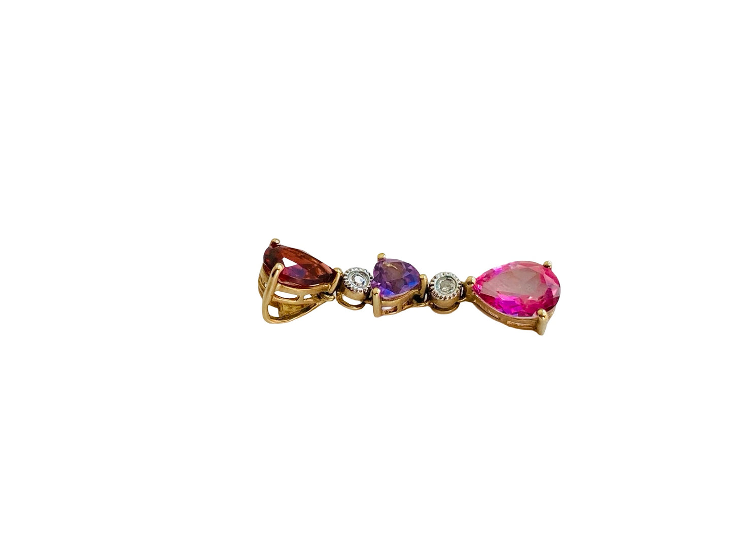 9ct Gold Garnet, Amethyst & Pink Sapphire Pendant