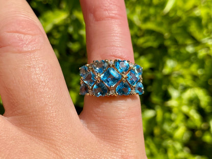 9ct Gold Topaz & Diamond Ring