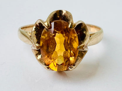 Vintage 9ct Gold Citrine Ring