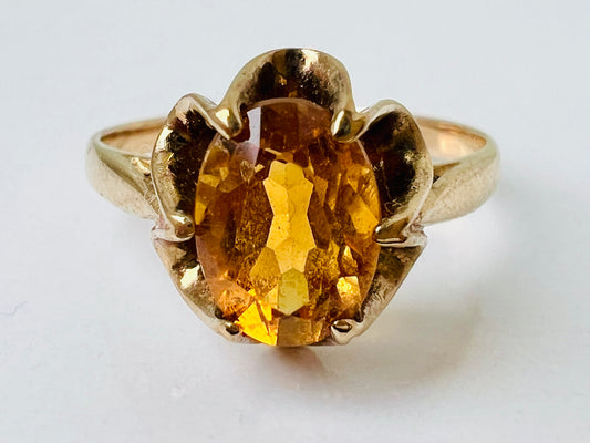 Vintage 9ct Gold Citrine Ring