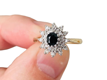 Vintage 9ct Gold Sapphire & Diamond Ring