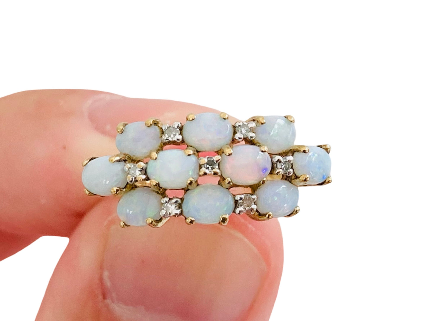 9ct Gold Opal & Diamond Ring