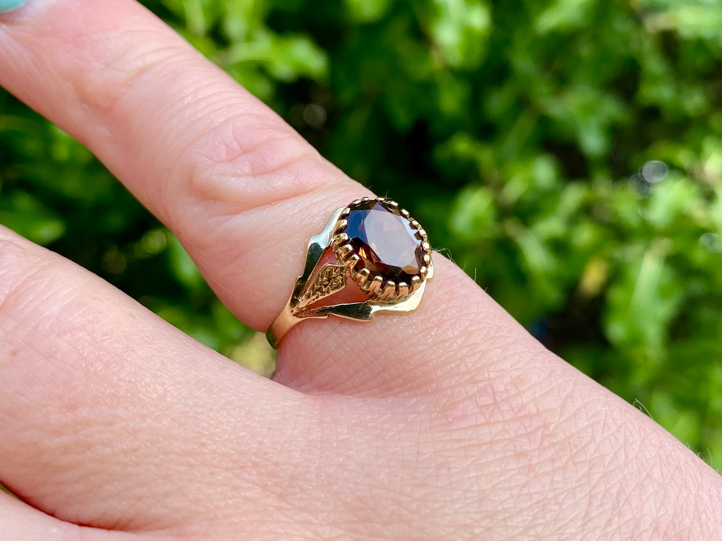 Vintage 9ct Gold Smoky Quartz Ring