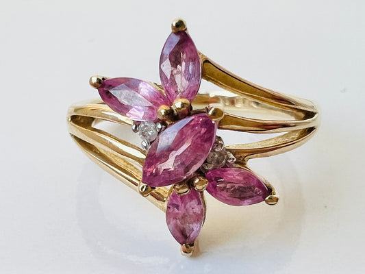 9ct Gold Pink Sapphire & Diamond Ring