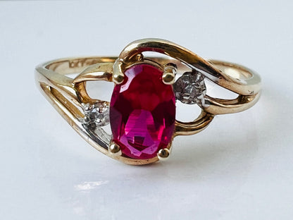 10ct Gold Ruby & Diamond Ring