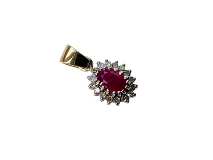 9ct Gold Ruby & Diamond Pendant