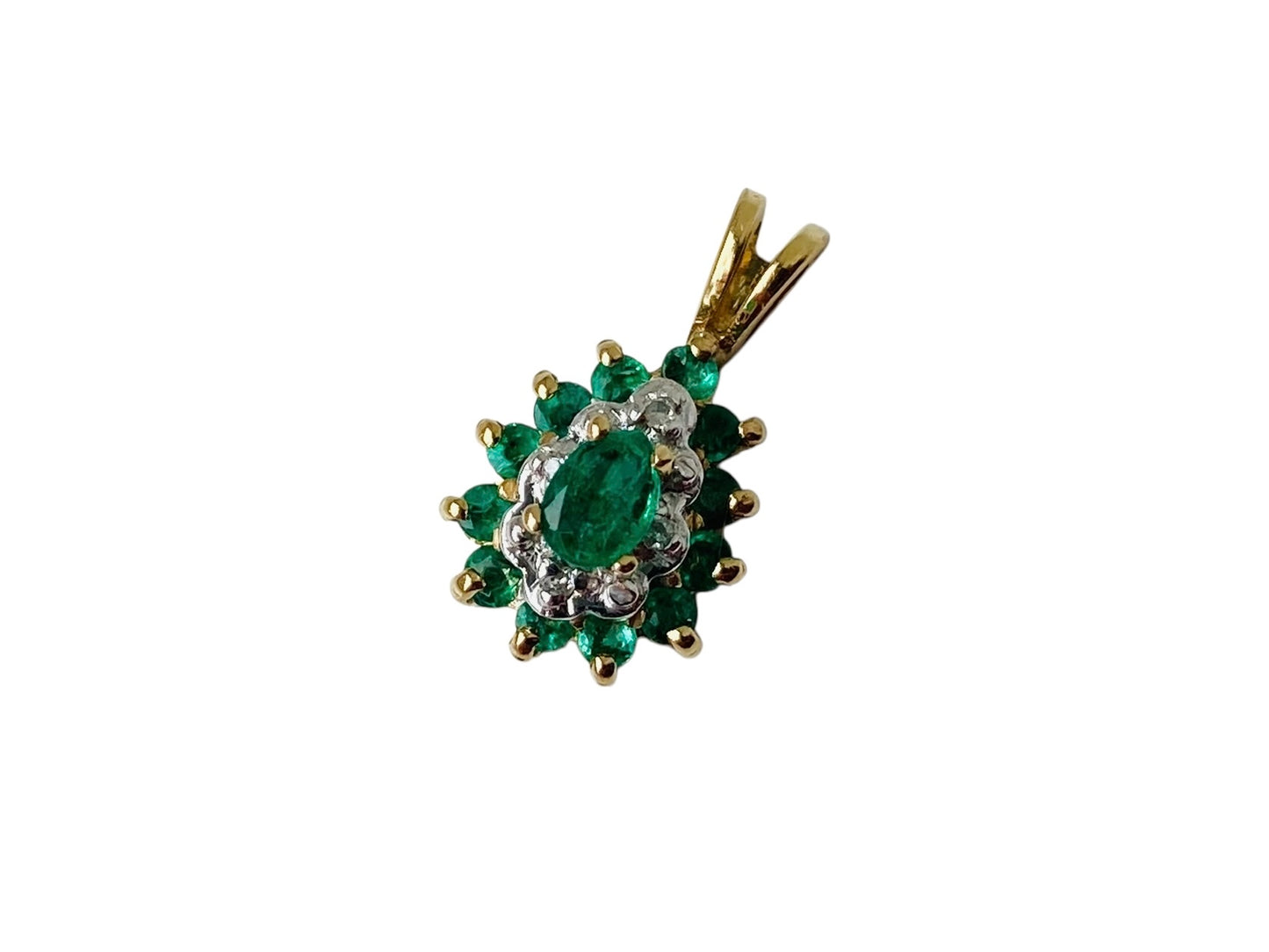 10ct Gold Emerald & Diamond Pendant