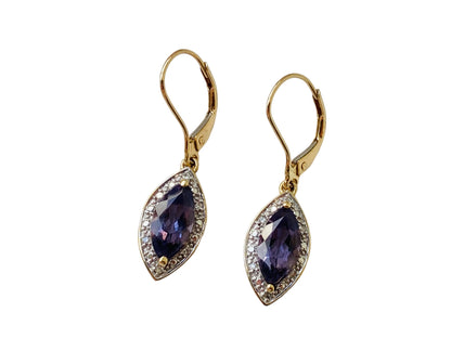 9ct Gold Amethyst & Diamond Earrings