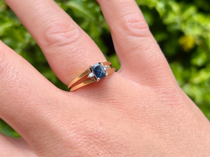 Vintage 18ct Gold Sapphire & Tanzanite Flip Ring