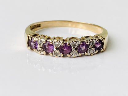 9ct Gold Amethyst & Diamond Ring