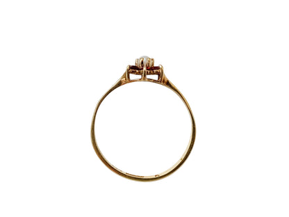 Vintage 9ct Gold Garnet & Pearl Ring